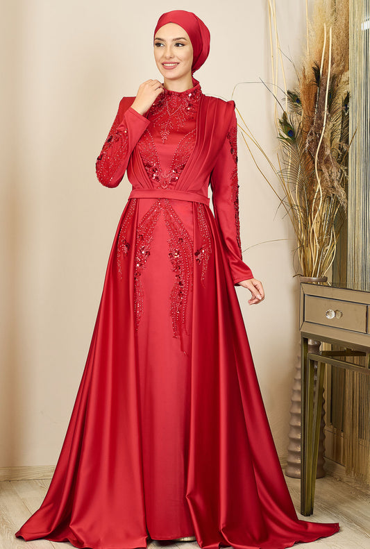 Husna Evening Gown in Red