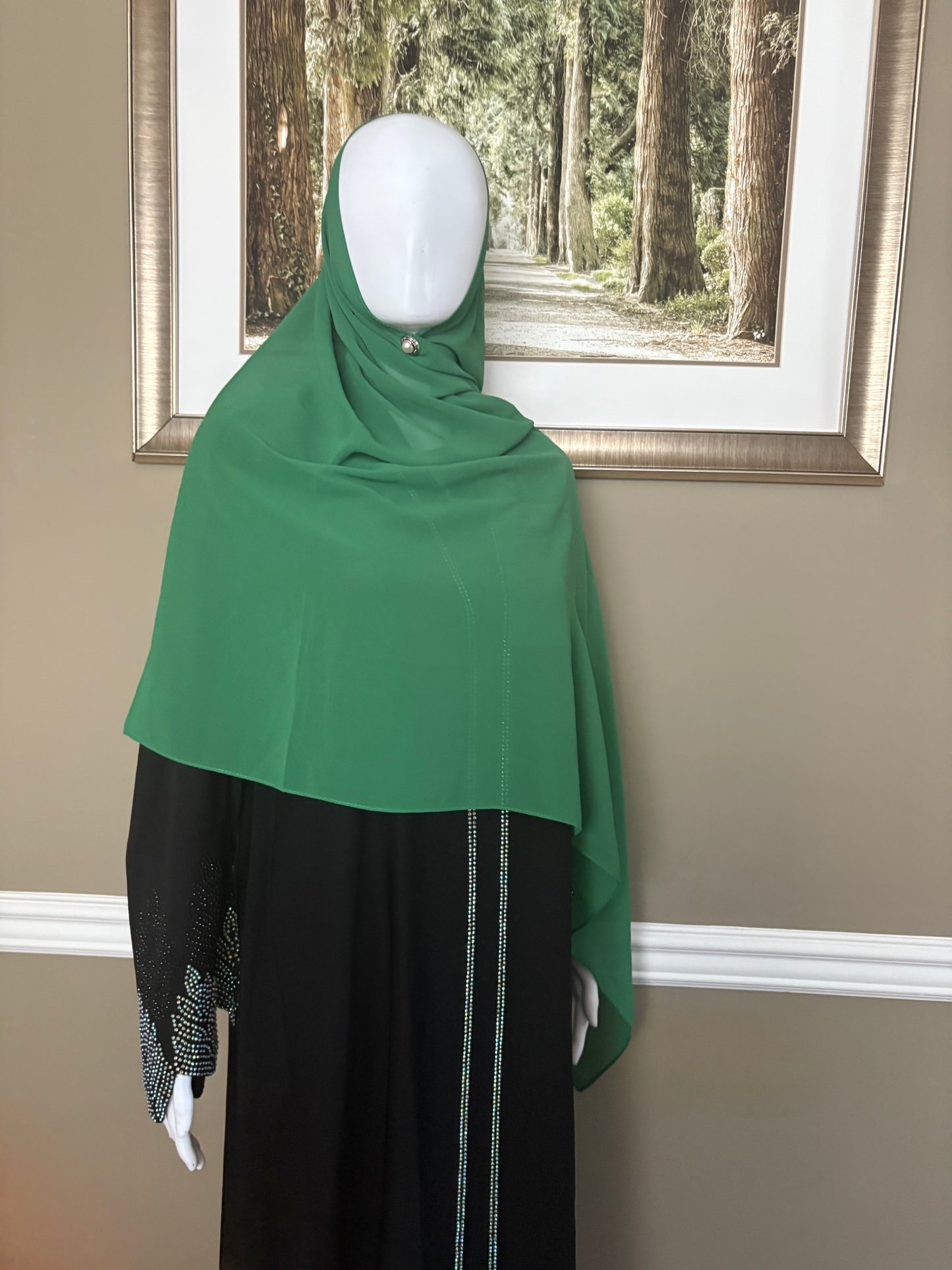 Huda Green Chiffon Hijab