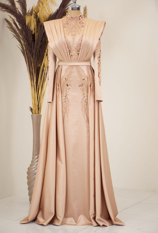 Husna Evening Gown in Beige
