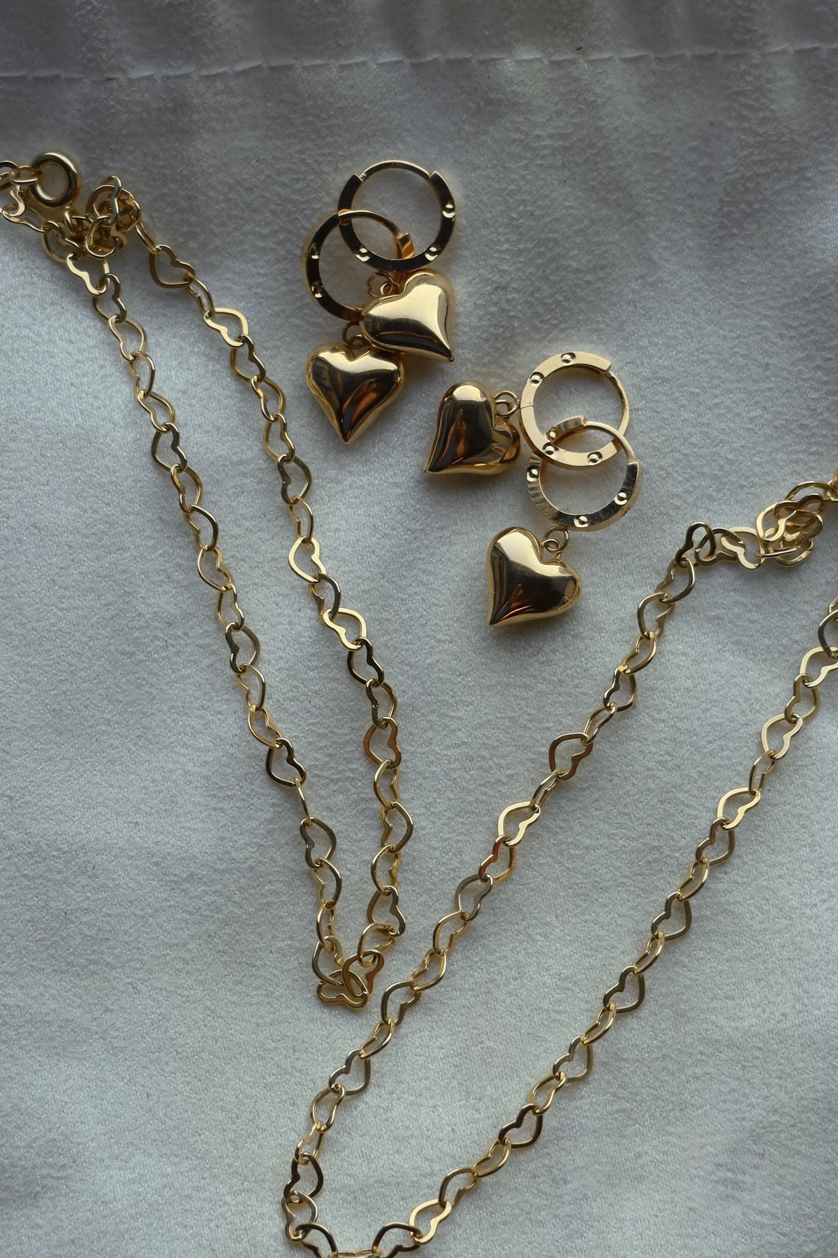 Heart 18 karat pure gold earrings