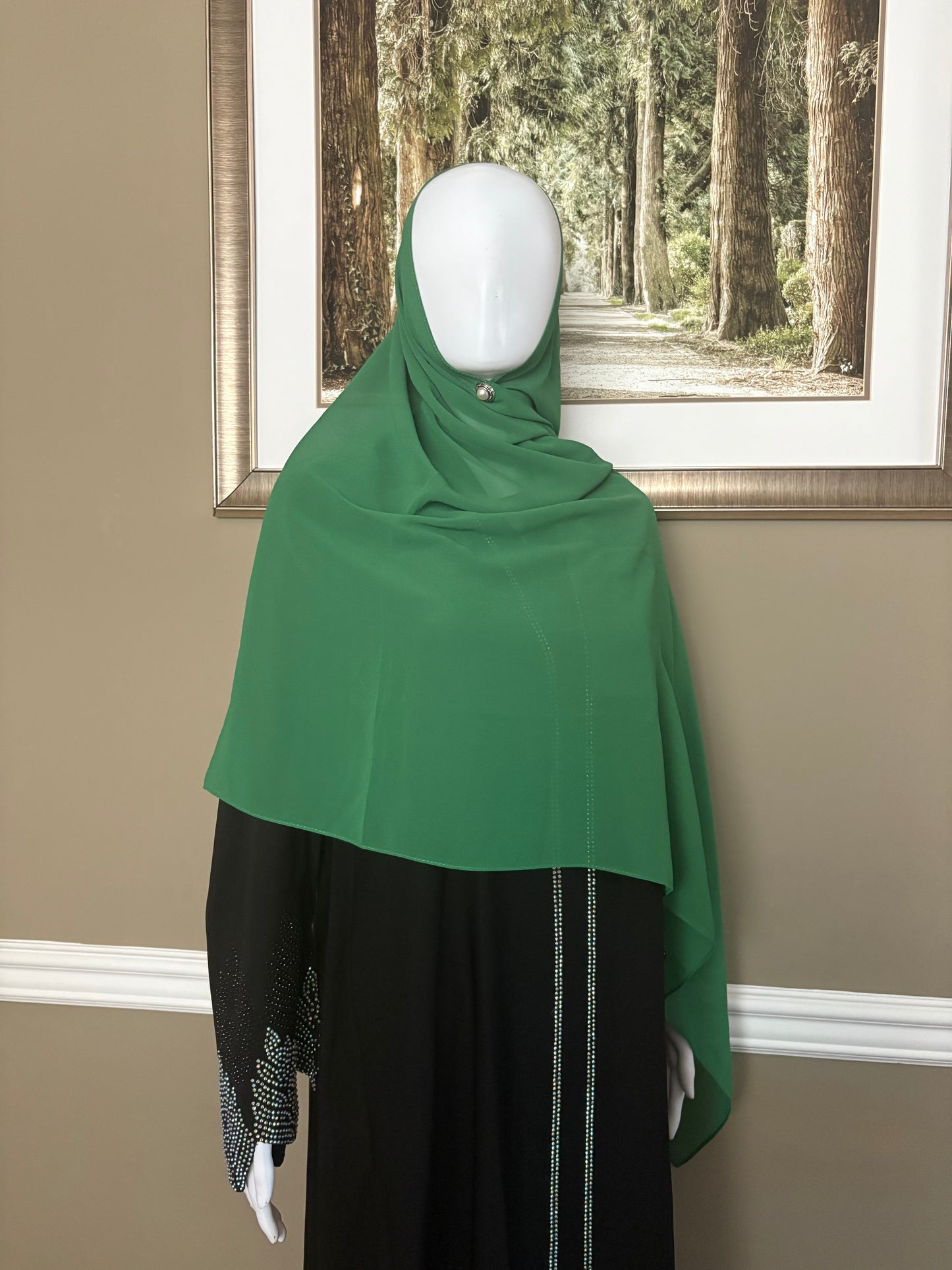 Huda Green Chiffon Hijab