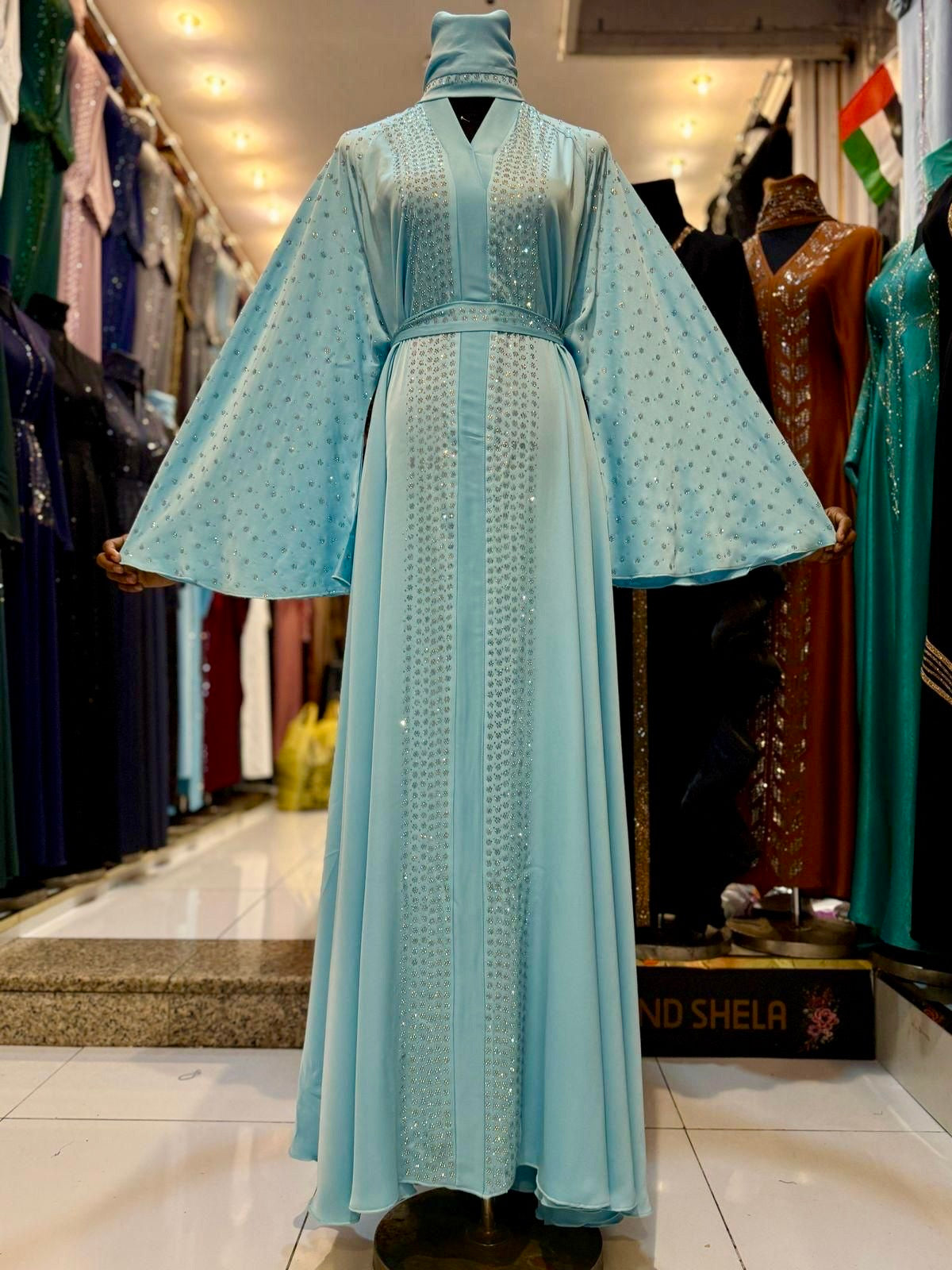 Hafsa Abaya in Sky Blue