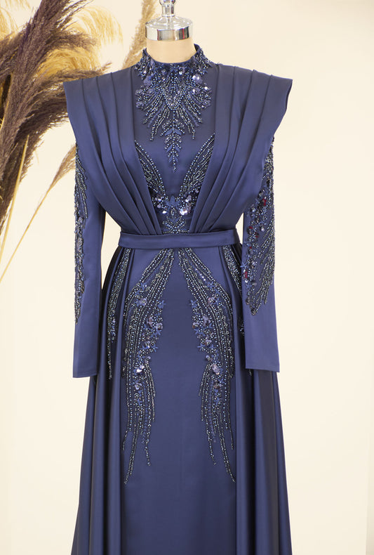 Husna Evening Gown in Navy Blue