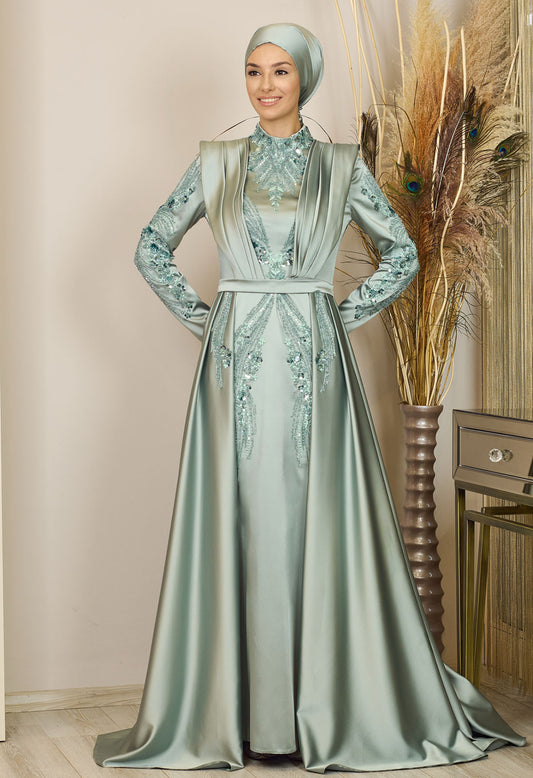 Husna Evening Gown in Mint