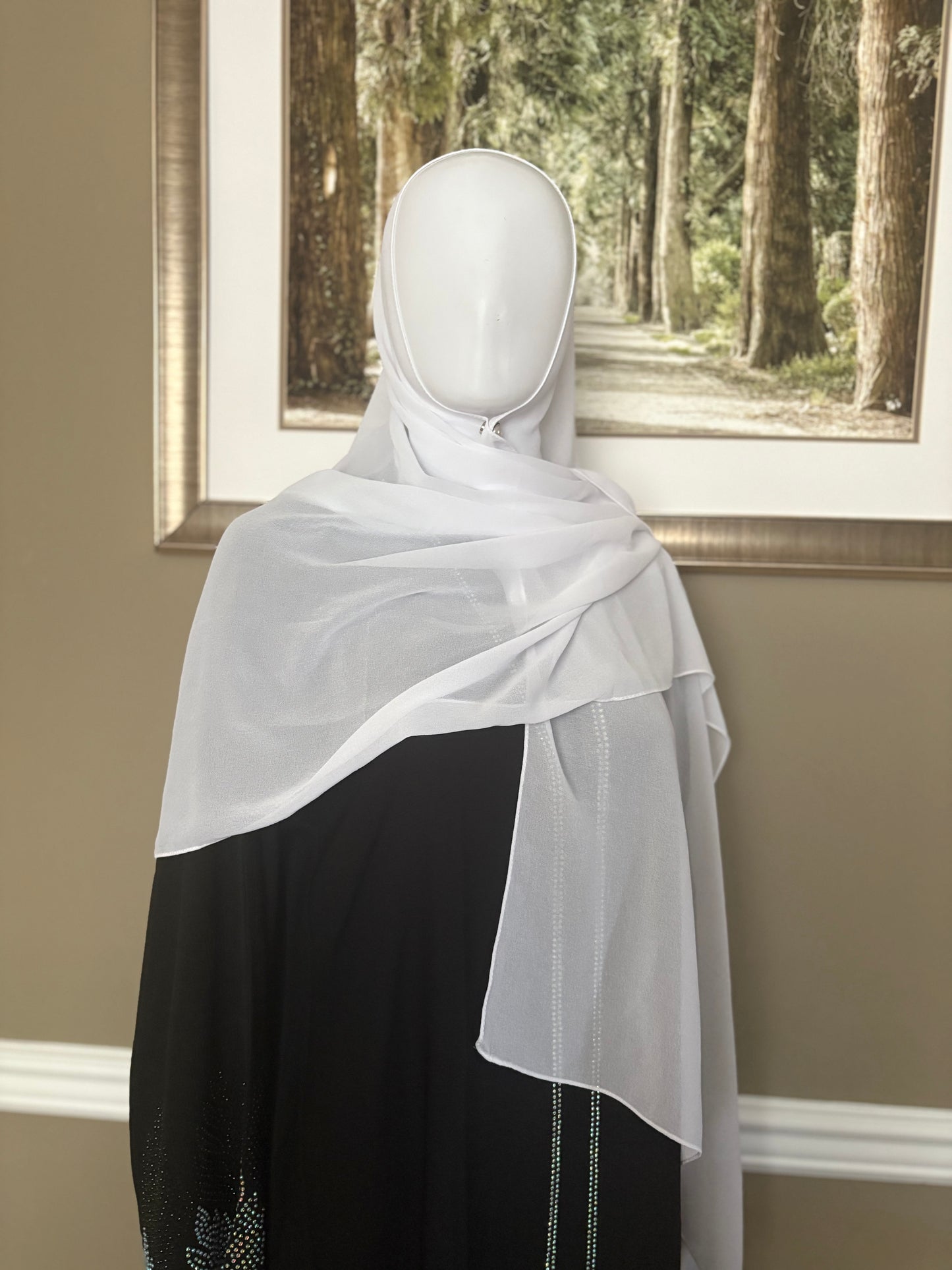 Huda White Chiffon Hijab