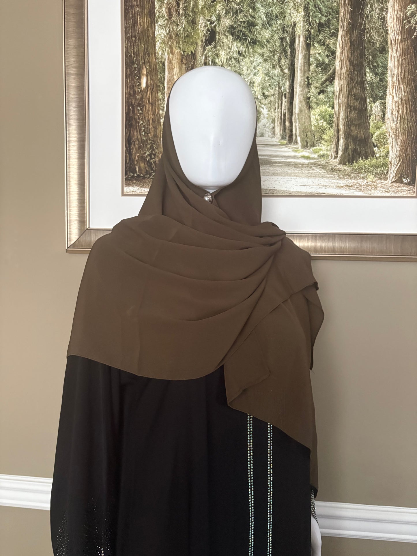 Huda Brown Chiffon Hijab