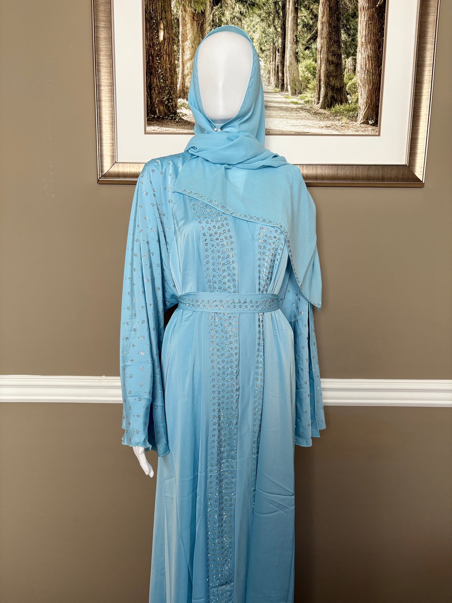 Hafsa Abaya in Sky Blue