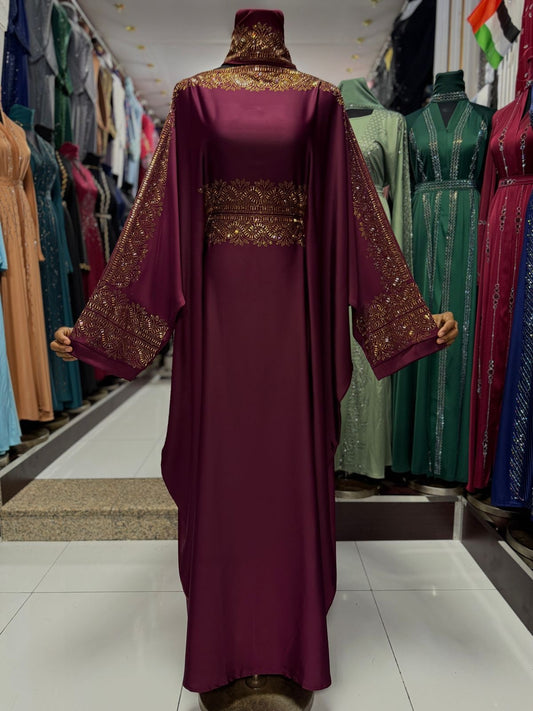 Falak Abaya in Maroon