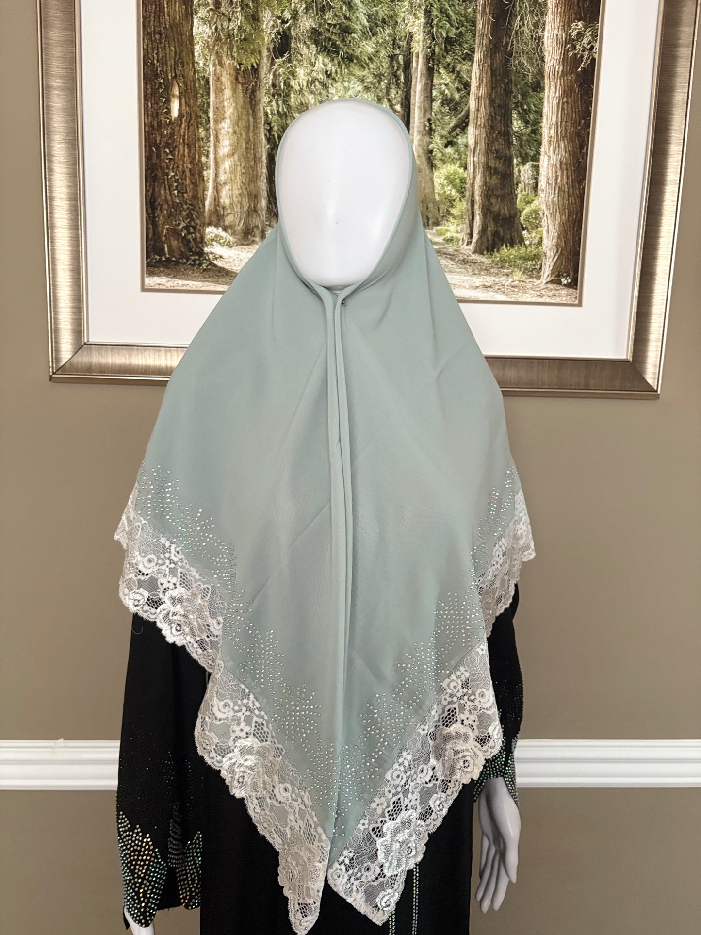 Mariam Square Hijab in Mint Green