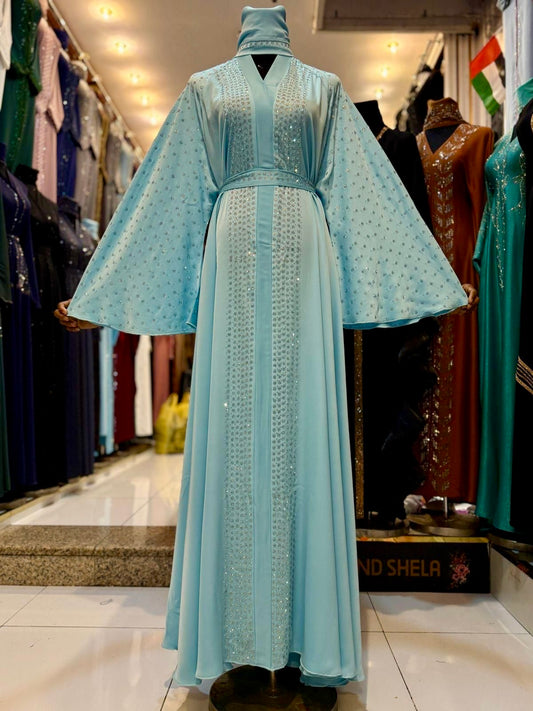 Hafsa Abaya in Sky Blue