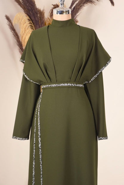 Iman Flair Dress in Olive Green