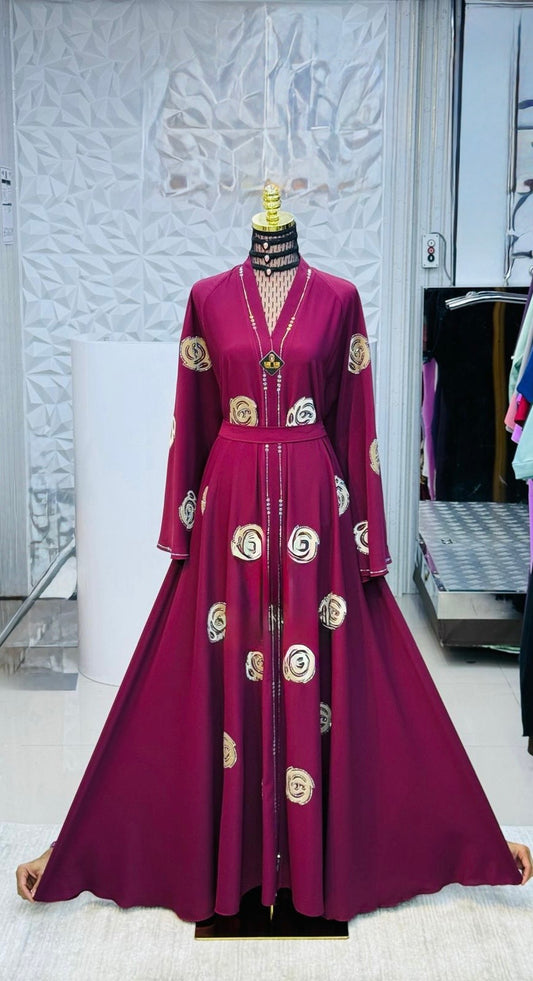 Adiva Abaya in Maroon