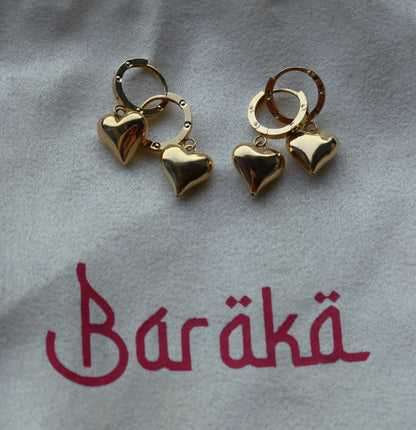 Heart 18 karat pure gold earrings