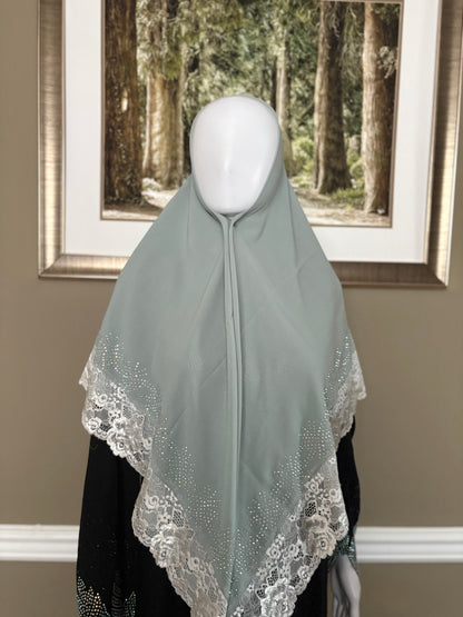 Mariam Square Hijab in Mint Green