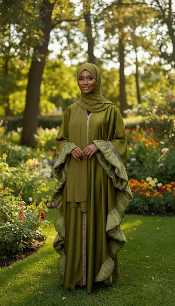 Basma Abaya in Olive