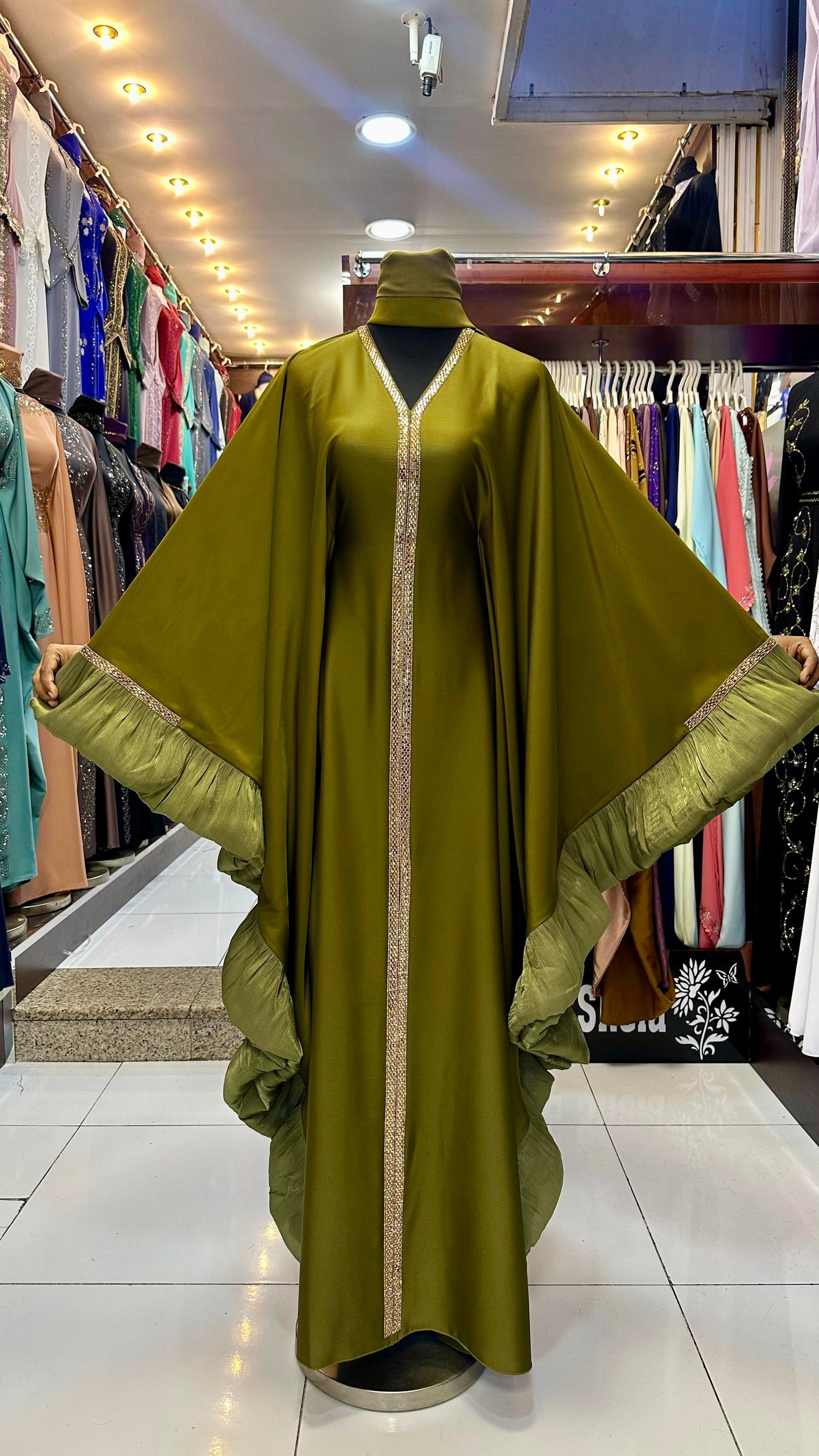Basma Abaya in Olive