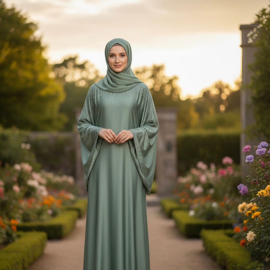 Farya Abaya in Sage