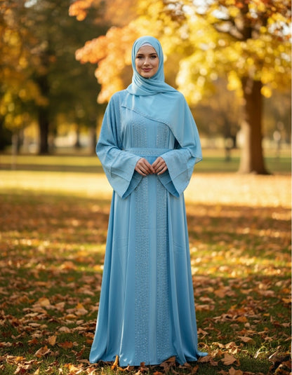 Hafsa Abaya in Sky Blue