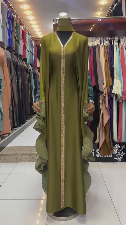 Basma Abaya in Olive